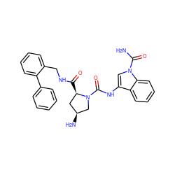 NC(=O)n1cc(NC(=O)N2C[C@@H](N)C[C@H]2C(=O)NCc2ccccc2-c2ccccc2)c2ccccc21 ZINC000143864685