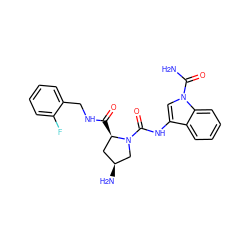 NC(=O)n1cc(NC(=O)N2C[C@@H](N)C[C@H]2C(=O)NCc2ccccc2F)c2ccccc21 ZINC000143852526