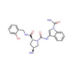 NC(=O)n1cc(NC(=O)N2C[C@@H](N)C[C@H]2C(=O)NCc2ccccc2O)c2ccccc21 ZINC000143912599