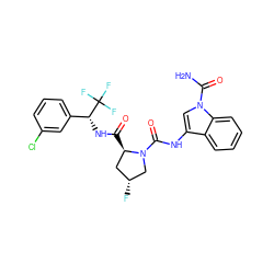 NC(=O)n1cc(NC(=O)N2C[C@H](F)C[C@H]2C(=O)N[C@H](c2cccc(Cl)c2)C(F)(F)F)c2ccccc21 ZINC000148062425