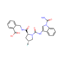 NC(=O)n1cc(NC(=O)N2C[C@H](F)C[C@H]2C(=O)NCc2ccccc2C(=O)O)c2ccccc21 ZINC000148188829