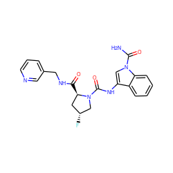 NC(=O)n1cc(NC(=O)N2C[C@H](F)C[C@H]2C(=O)NCc2cccnc2)c2ccccc21 ZINC000148322234