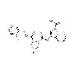 NC(=O)n1cc(NC(=O)N2C[C@H](F)C[C@H]2C(=O)NCc2ccncc2F)c2ccccc21 ZINC000148371444