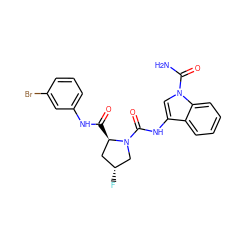NC(=O)n1cc(NC(=O)N2C[C@H](F)C[C@H]2C(=O)Nc2cccc(Br)c2)c2ccccc21 ZINC000148340549
