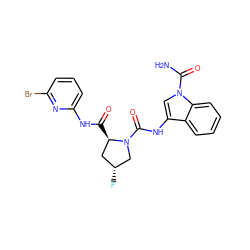 NC(=O)n1cc(NC(=O)N2C[C@H](F)C[C@H]2C(=O)Nc2cccc(Br)n2)c2ccccc21 ZINC000148286101