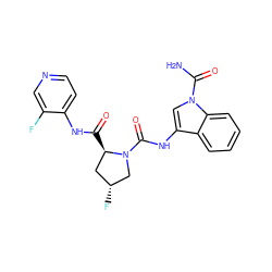 NC(=O)n1cc(NC(=O)N2C[C@H](F)C[C@H]2C(=O)Nc2ccncc2F)c2ccccc21 ZINC000148002200