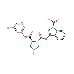 NC(=O)n1cc(NC(=O)N2C[C@H](F)C[C@H]2C(=O)Nc2cncc(Br)c2)c2ccccc21 ZINC000147991506