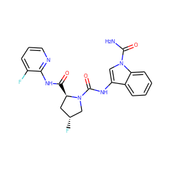 NC(=O)n1cc(NC(=O)N2C[C@H](F)C[C@H]2C(=O)Nc2ncccc2F)c2ccccc21 ZINC000148364541