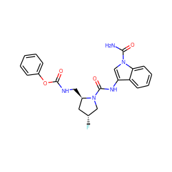 NC(=O)n1cc(NC(=O)N2C[C@H](F)C[C@H]2CNC(=O)Oc2ccccc2)c2ccccc21 ZINC000148261735