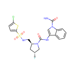 NC(=O)n1cc(NC(=O)N2C[C@H](F)C[C@H]2CNS(=O)(=O)c2ccc(Cl)s2)c2ccccc21 ZINC000147852967