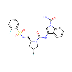 NC(=O)n1cc(NC(=O)N2C[C@H](F)C[C@H]2CNS(=O)(=O)c2ccccc2F)c2ccccc21 ZINC000143969268
