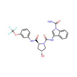 NC(=O)n1cc(NC(=O)N2C[C@H](O)C[C@H]2C(=O)Nc2cccc(OC(F)(F)F)c2)c2ccccc21 ZINC000148255228