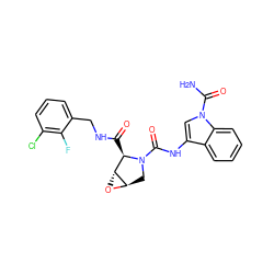 NC(=O)n1cc(NC(=O)N2C[C@H]3O[C@@H]3[C@H]2C(=O)NCc2cccc(Cl)c2F)c2ccccc21 ZINC000225345023