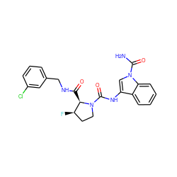 NC(=O)n1cc(NC(=O)N2CC[C@@H](F)[C@H]2C(=O)NCc2cccc(Cl)c2)c2ccccc21 ZINC000148213446