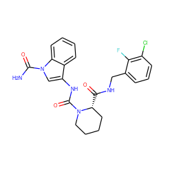 NC(=O)n1cc(NC(=O)N2CCCC[C@H]2C(=O)NCc2cccc(Cl)c2F)c2ccccc21 ZINC000148243395