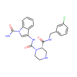 NC(=O)n1cc(NC(=O)N2CCNC[C@H]2C(=O)NCc2cccc(Cl)c2)c2ccccc21 ZINC000148371673