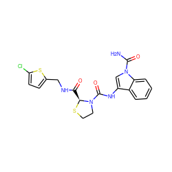 NC(=O)n1cc(NC(=O)N2CCS[C@H]2C(=O)NCc2ccc(Cl)s2)c2ccccc21 ZINC000148060235