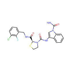 NC(=O)n1cc(NC(=O)N2CCS[C@H]2C(=O)NCc2cccc(Cl)c2F)c2ccccc21 ZINC000148309596