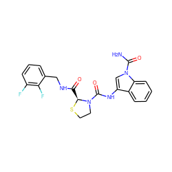 NC(=O)n1cc(NC(=O)N2CCS[C@H]2C(=O)NCc2cccc(F)c2F)c2ccccc21 ZINC000148315655