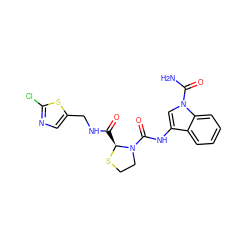 NC(=O)n1cc(NC(=O)N2CCS[C@H]2C(=O)NCc2cnc(Cl)s2)c2ccccc21 ZINC000148232187