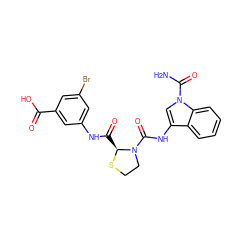 NC(=O)n1cc(NC(=O)N2CCS[C@H]2C(=O)Nc2cc(Br)cc(C(=O)O)c2)c2ccccc21 ZINC000147997409
