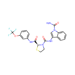 NC(=O)n1cc(NC(=O)N2CCS[C@H]2C(=O)Nc2cccc(OC(F)(F)F)c2)c2ccccc21 ZINC000148355318