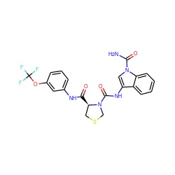 NC(=O)n1cc(NC(=O)N2CSC[C@H]2C(=O)Nc2cccc(OC(F)(F)F)c2)c2ccccc21 ZINC000148475010