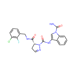 NC(=O)n1cc(NC(=O)N2N=CC[C@@H]2C(=O)NCc2cccc(Cl)c2F)c2ccccc21 ZINC000148049917