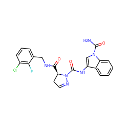 NC(=O)n1cc(NC(=O)N2N=CC[C@H]2C(=O)NCc2cccc(Cl)c2F)c2ccccc21 ZINC000148050105