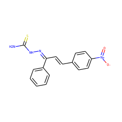 NC(=S)N/N=C(/C=C/c1ccc([N+](=O)[O-])cc1)c1ccccc1 ZINC000072118555