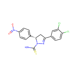 NC(=S)N1N=C(c2ccc(Cl)c(Cl)c2)C[C@H]1c1ccc([N+](=O)[O-])cc1 ZINC000053243653