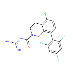 NC(N)=NC(=O)N1CCc2c(Cl)ccc(-c3c(F)cc(F)cc3F)c2C1 ZINC000203410414