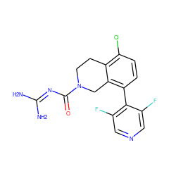 NC(N)=NC(=O)N1CCc2c(Cl)ccc(-c3c(F)cncc3F)c2C1 ZINC000261102336
