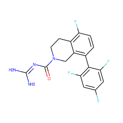 NC(N)=NC(=O)N1CCc2c(F)ccc(-c3c(F)cc(F)cc3F)c2C1 ZINC000203431621