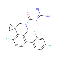 NC(N)=NC(=O)N1Cc2c(-c3ccc(F)cc3F)ccc(F)c2C2(CC2)C1 ZINC000203411892