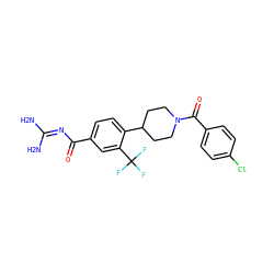 NC(N)=NC(=O)c1ccc(C2CCN(C(=O)c3ccc(Cl)cc3)CC2)c(C(F)(F)F)c1 ZINC000095554885