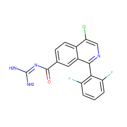 NC(N)=NC(=O)c1ccc2c(Cl)cnc(-c3c(F)cccc3F)c2c1 ZINC000168060628