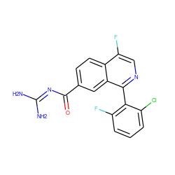 NC(N)=NC(=O)c1ccc2c(F)cnc(-c3c(F)cccc3Cl)c2c1 ZINC000168418830