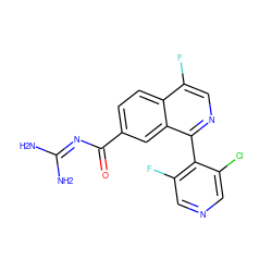 NC(N)=NC(=O)c1ccc2c(F)cnc(-c3c(F)cncc3Cl)c2c1 ZINC000167819085