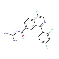 NC(N)=NC(=O)c1ccc2c(F)cnc(-c3ccc(F)cc3Cl)c2c1 ZINC000168156297