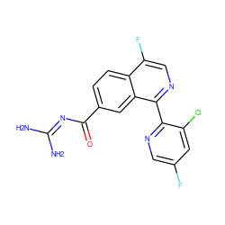 NC(N)=NC(=O)c1ccc2c(F)cnc(-c3ncc(F)cc3Cl)c2c1 ZINC000168013934