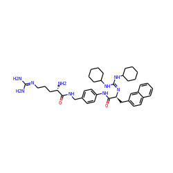 NC(N)=NCCC[C@H](N)C(=O)NCc1ccc(NC(=O)[C@H](Cc2ccc3ccccc3c2)N=C(NC2CCCCC2)NC2CCCCC2)cc1 ZINC000029557530