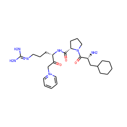 NC(N)=NCCC[C@H](NC(=O)[C@@H]1CCCN1C(=O)[C@H](N)CC1CCCCC1)C(=O)C[n+]1ccccc1 ZINC000029409525