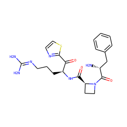 NC(N)=NCCC[C@H](NC(=O)[C@@H]1CCN1C(=O)[C@H](N)Cc1ccccc1)C(=O)c1nccs1 ZINC000027620947