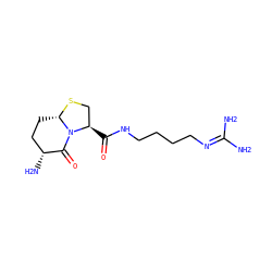 NC(N)=NCCCCNC(=O)[C@@H]1CS[C@H]2CC[C@@H](N)C(=O)N21 ZINC000013781158