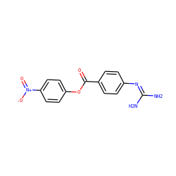 NC(N)=Nc1ccc(C(=O)Oc2ccc([N+](=O)[O-])cc2)cc1 ZINC000005840114