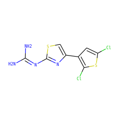 NC(N)=Nc1nc(-c2cc(Cl)sc2Cl)cs1 ZINC000019880201