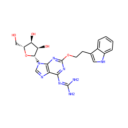 NC(N)=Nc1nc(OCCc2c[nH]c3ccccc23)nc2c1ncn2[C@@H]1O[C@H](CO)[C@@H](O)[C@H]1O ZINC000060247431