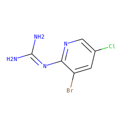 NC(N)=Nc1ncc(Cl)cc1Br ZINC000013436505