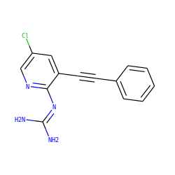 NC(N)=Nc1ncc(Cl)cc1C#Cc1ccccc1 ZINC000013436560